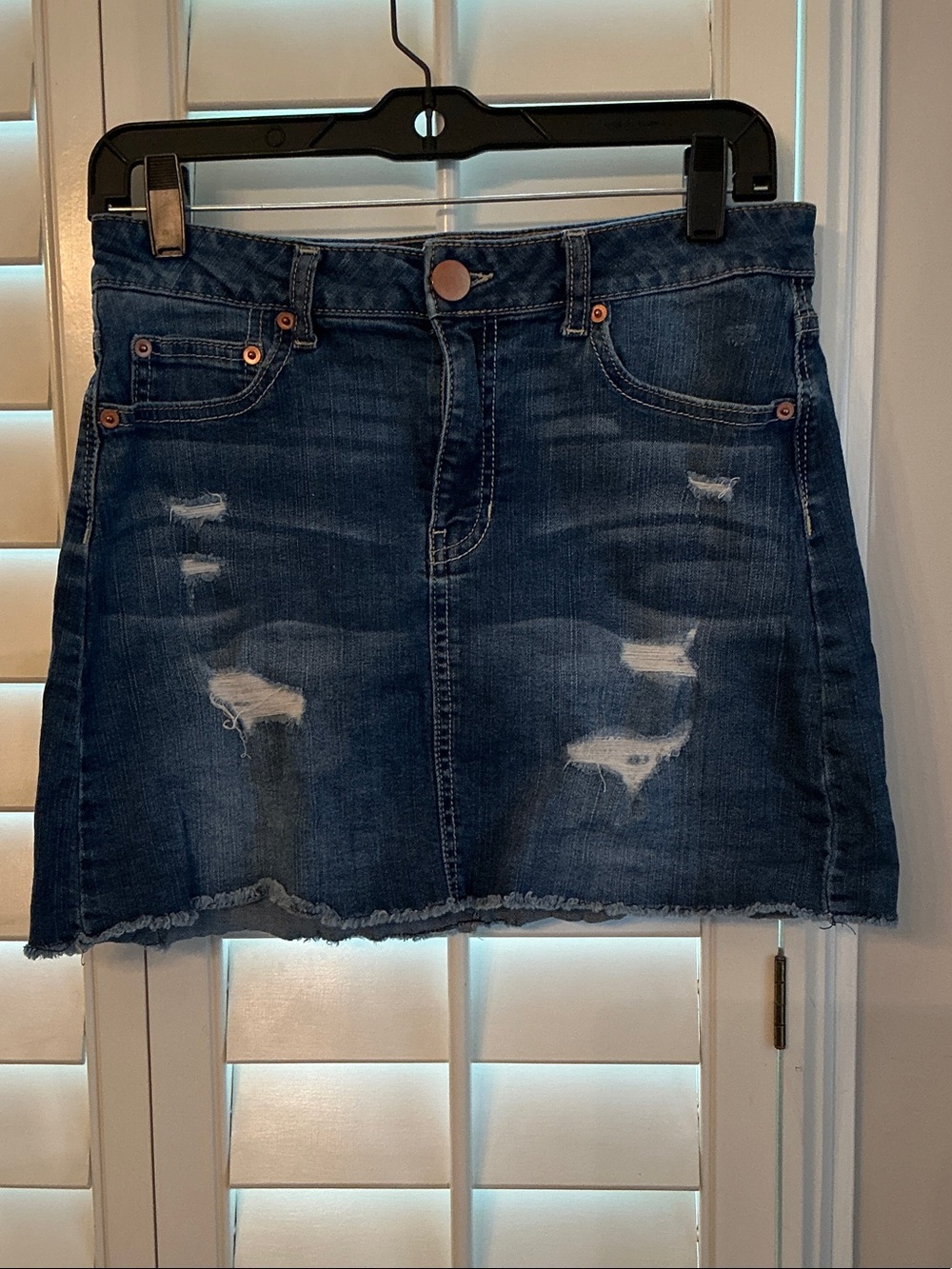 NOBO Dark Blue Distressed Denim Mini Skirt